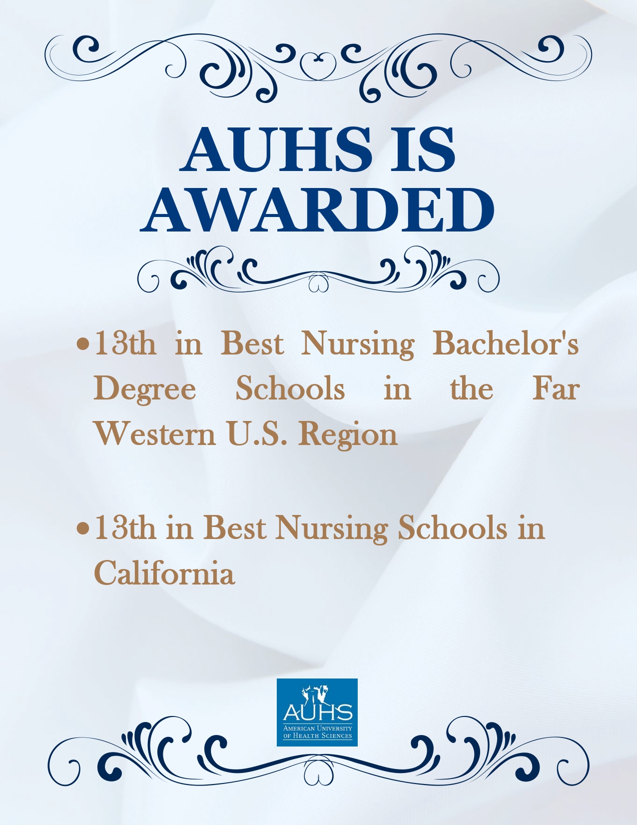 AUHS School of Nursing Earns Spot in 2021 Ranking of Top Nursing Schools